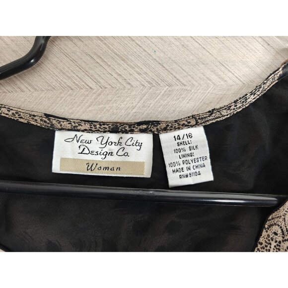 New York City Design Co Women's Plus Size 100% Silk Animal Print Blouse 14/16 - Picture 2 of 7